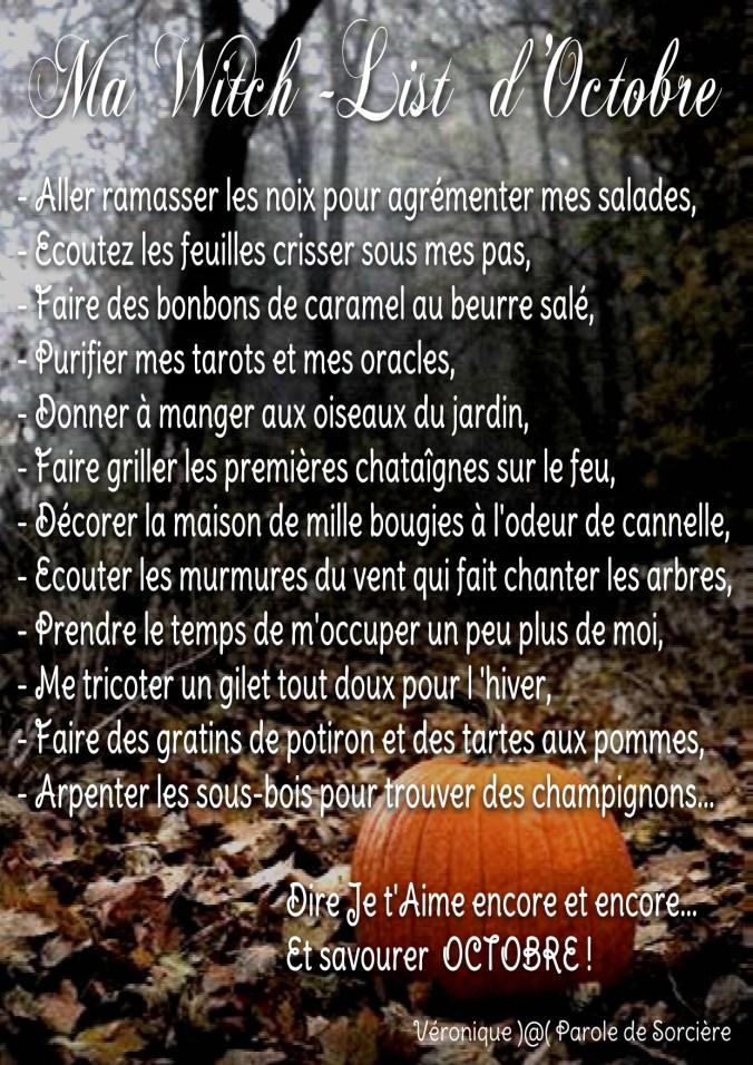 ma witch list - octobre